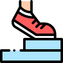 A shoe taking a small step up 