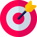 image of a red and whte target wit a yellow tipped arrow in the bull's eye