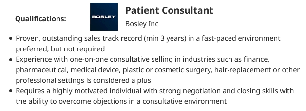 Bosley consultant ad