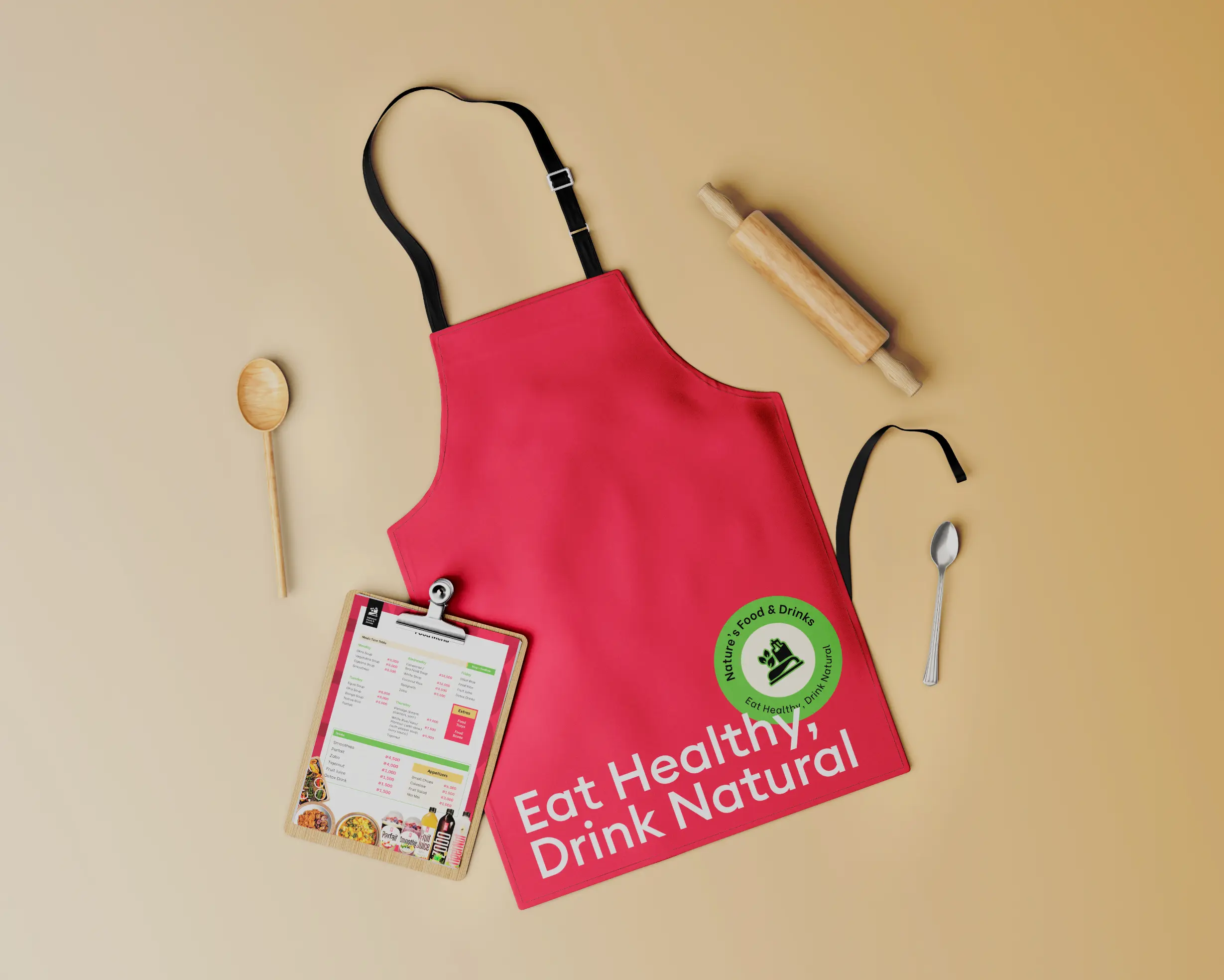 Nature's Food and Drinks Apron Mockup