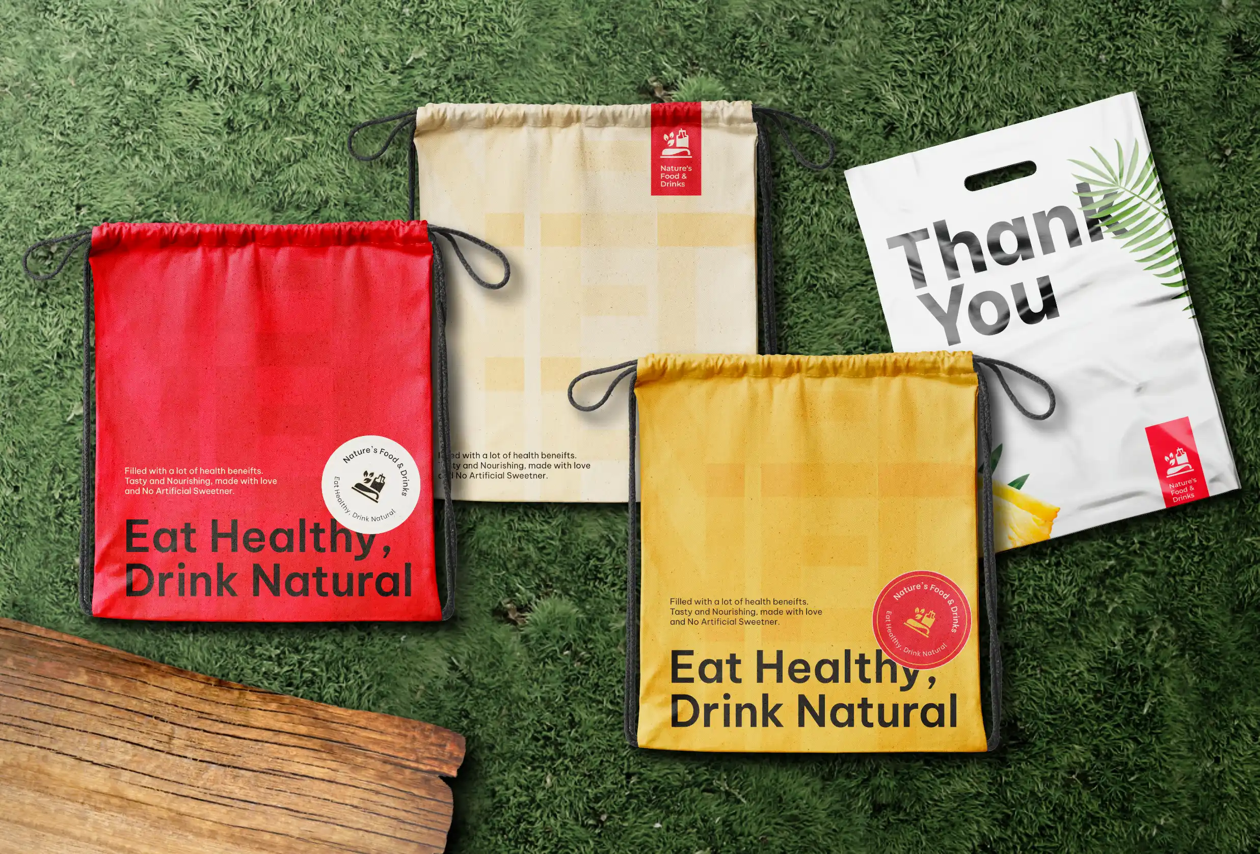 Nature's Food and Drinks Logo on Bag Mockup 002