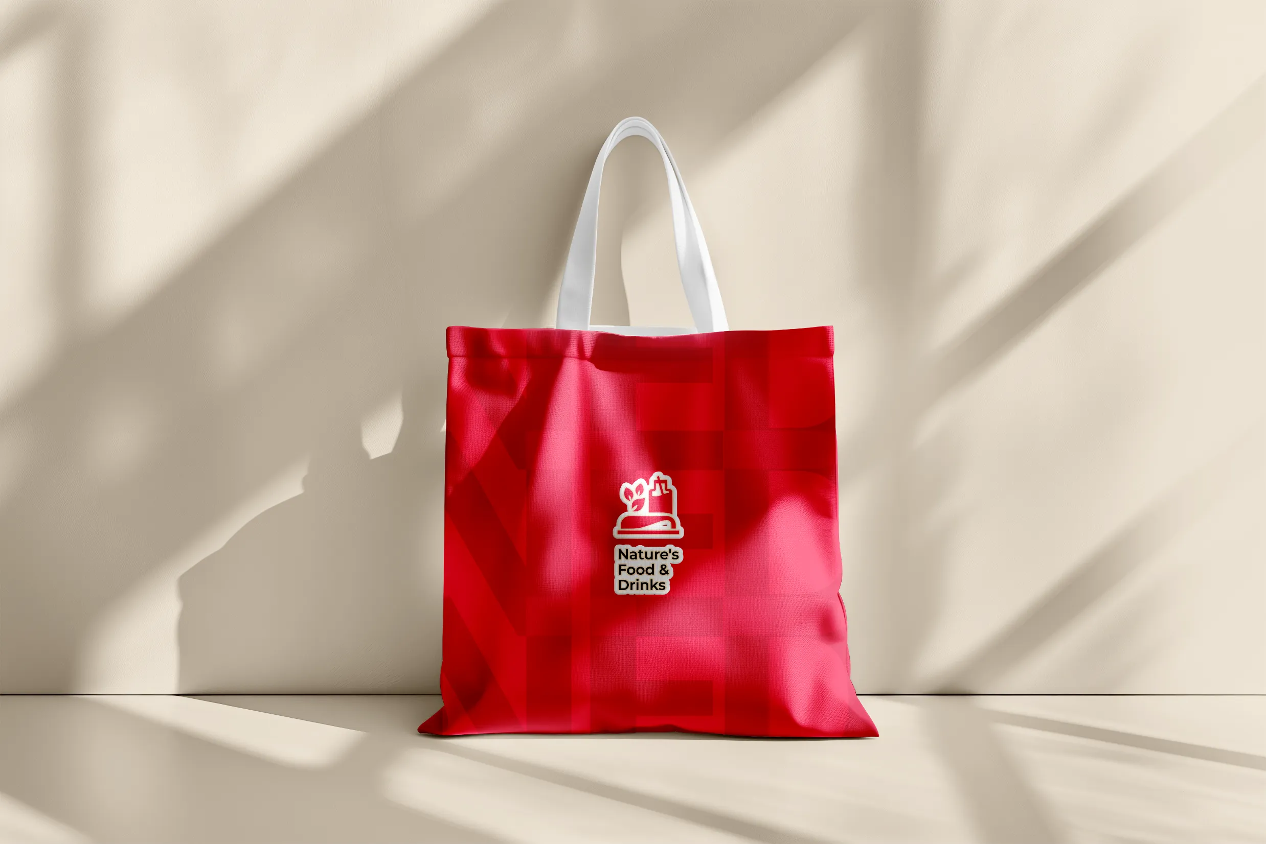 Nature's Food and Drinks Logo on Bag Mockup 003