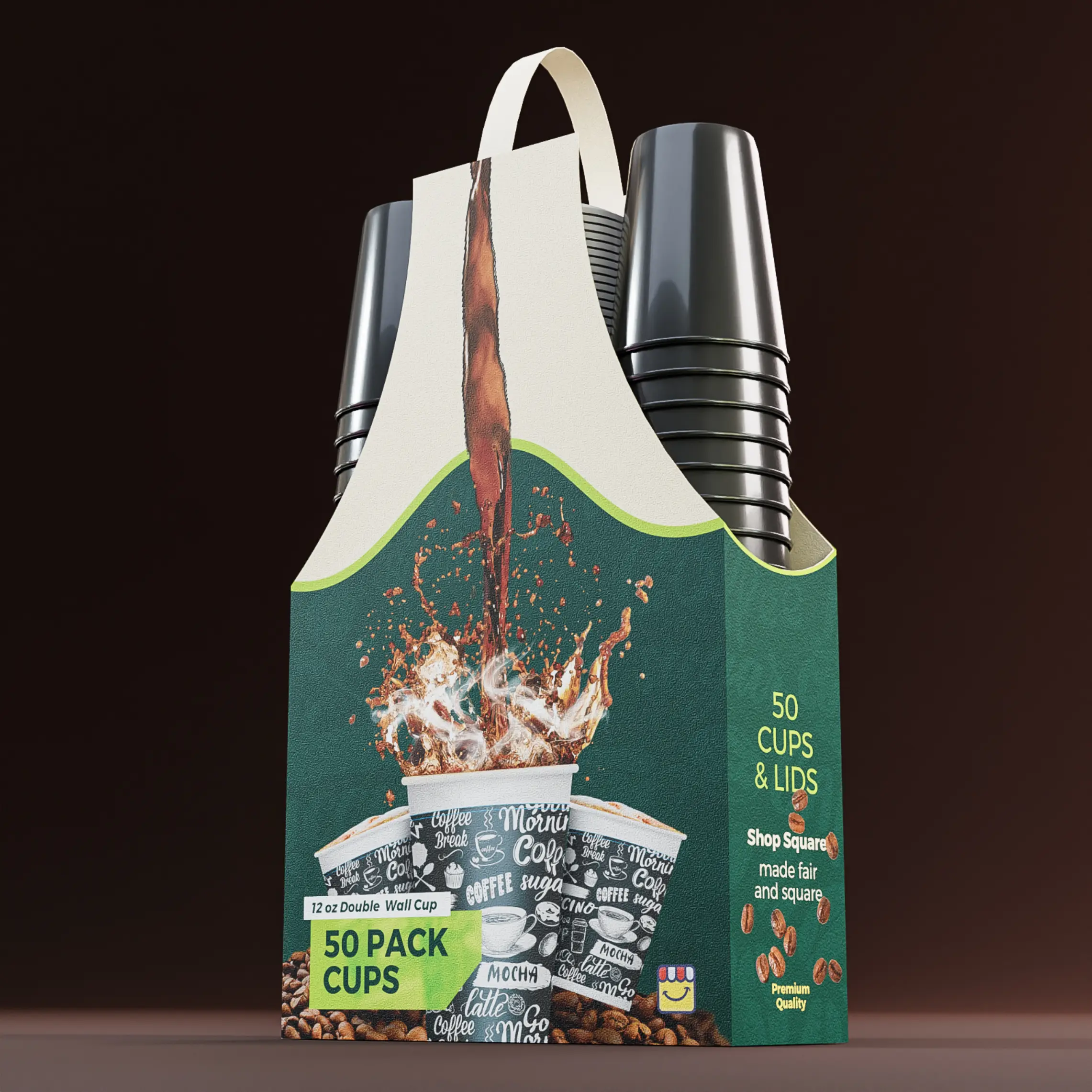 Shop Square Packaging Design 3D Render