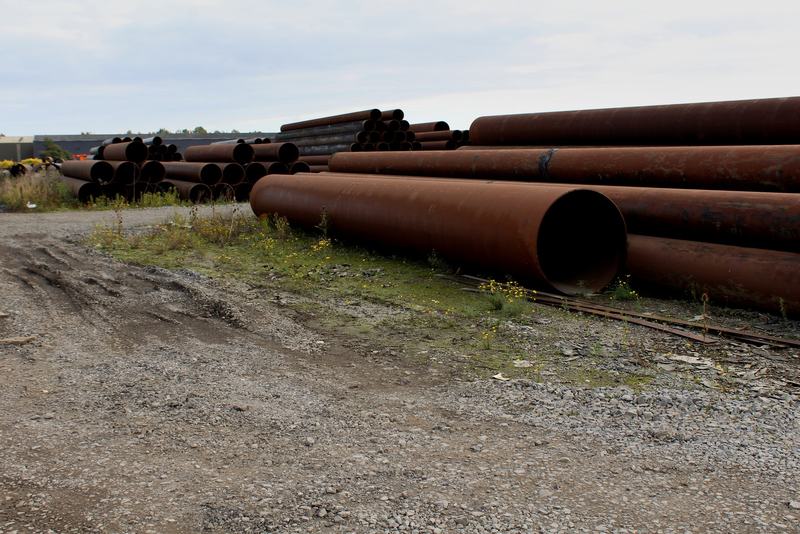 Steel pipe stacked on the ground