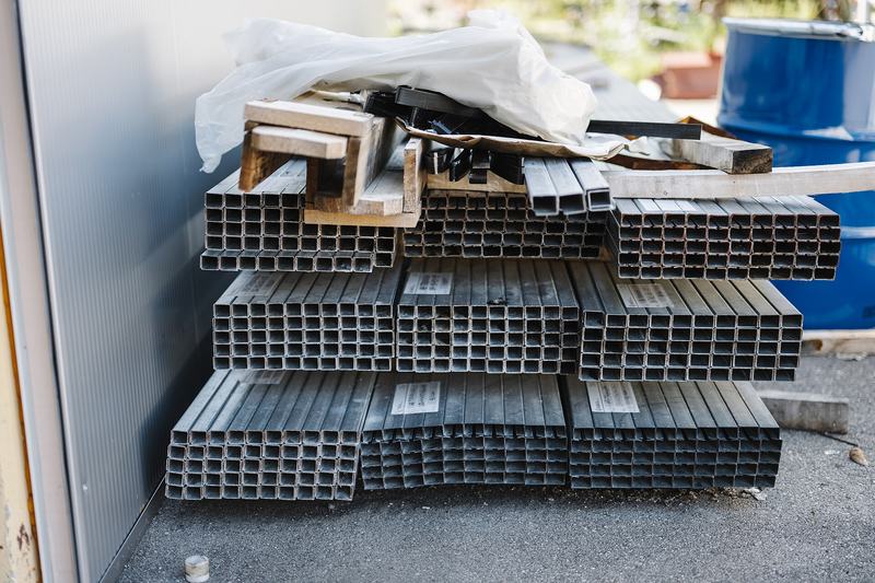 Stacked rectangular steel tubing