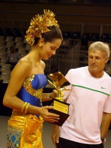 Ana Ivanovic in Balinese Dress with her coach Nigel Sears