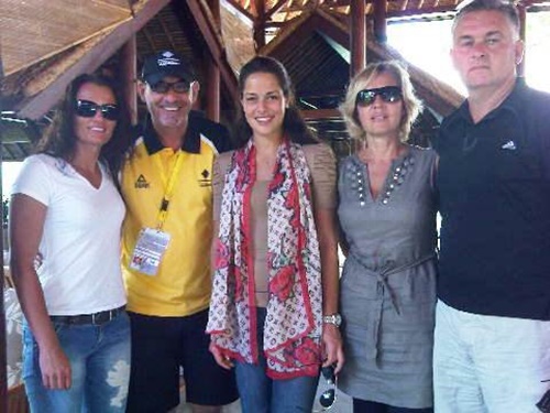 Ana Ivanovic with Parents, Physical Coach and Jimmy Roland