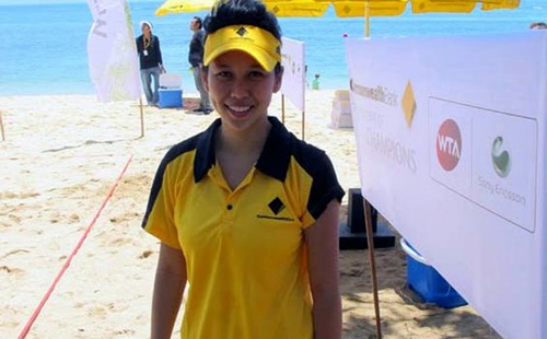 Angelique Widjaja hosting Beach Volley Ball