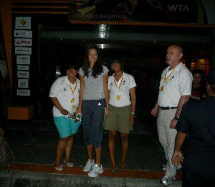 Herti Putri with Juni Jumbo. Ana Ivanovic and Bryson Keenan