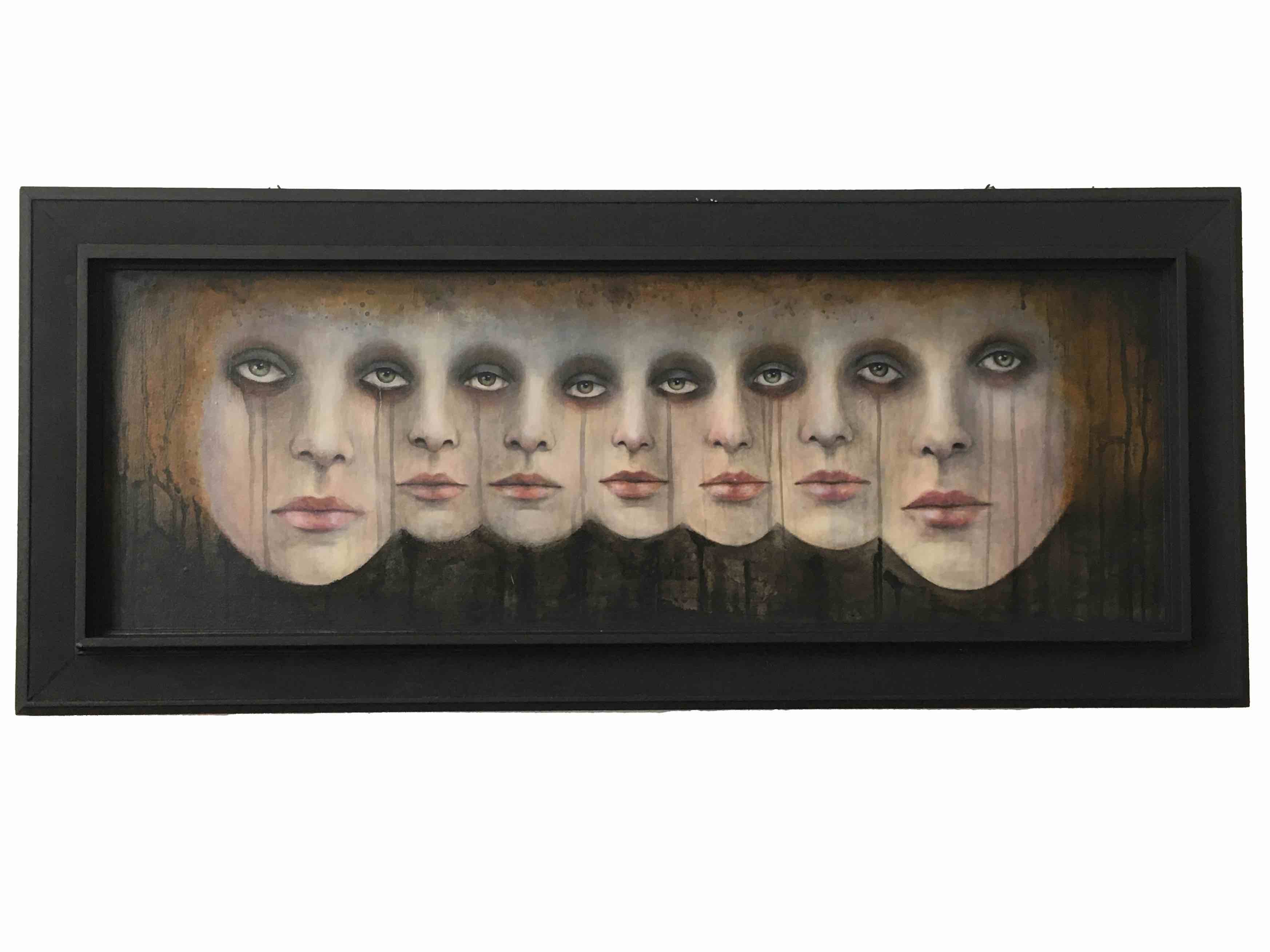 Choral II, oil and acrylic on framed art print, 48 x 114cm, 2020