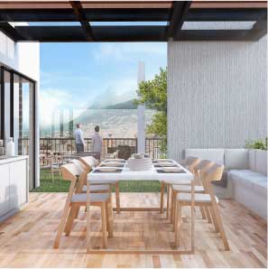 Área de Coworking y Kitchen Place en edificio cosmopolita Luciê, ideal para inversión en suites y Apartstudios.