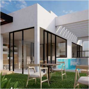 Piscina infinita con vista panorámica en edificio Luciê, sector La Coruña, amenidades exclusivas en Quito.