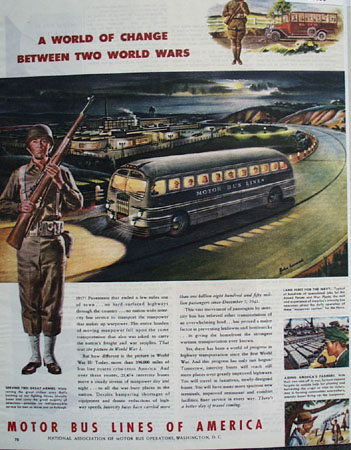 Vintage 1940 Motor Lines of America ad illustrated by John C Howard.