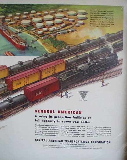 Vintage 1953 ad for General American Transportation Co. Illustrated by John C Howard.
