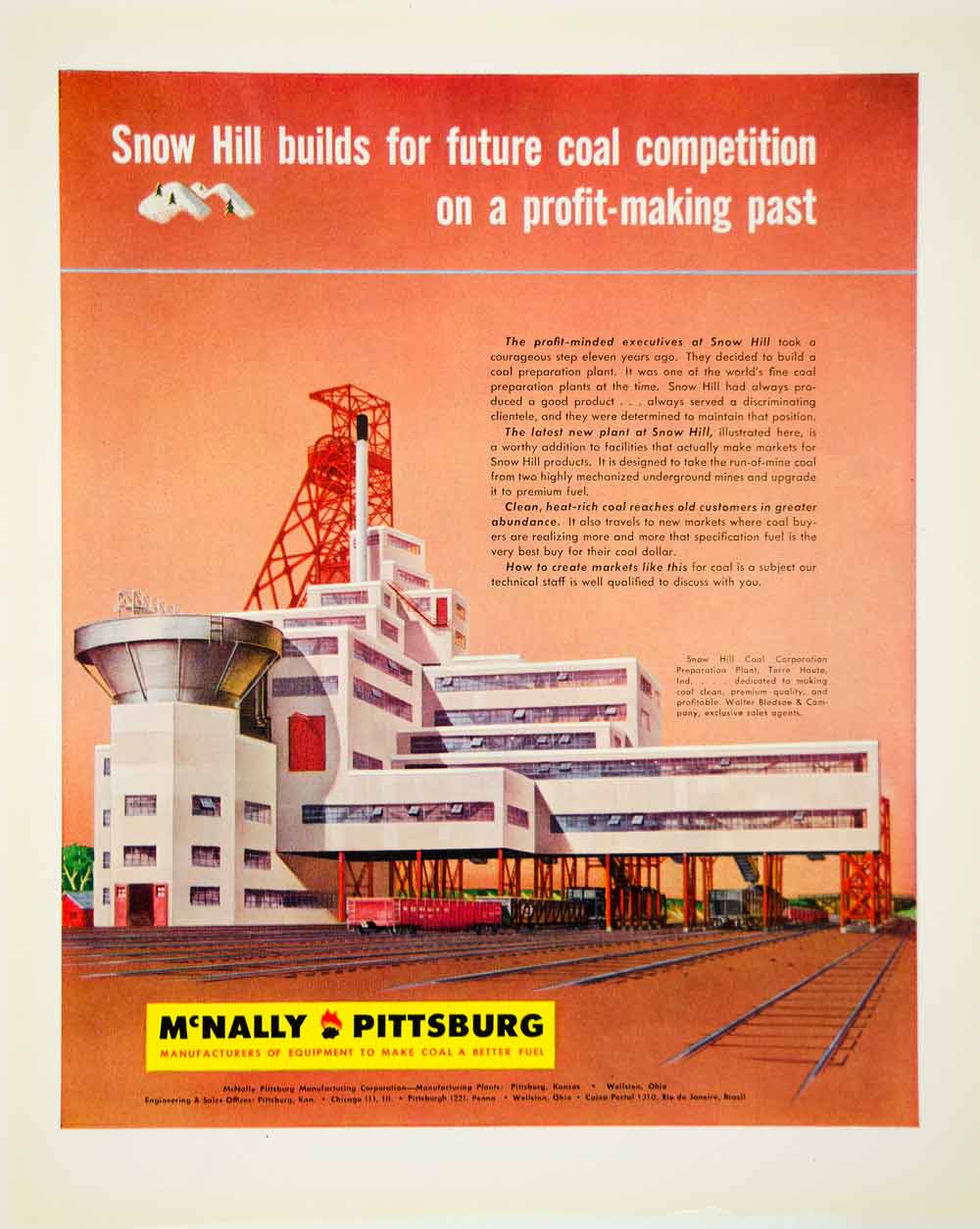 Illustrated vintage ad for McNally Pittsburgh steel mill by John C Howard.