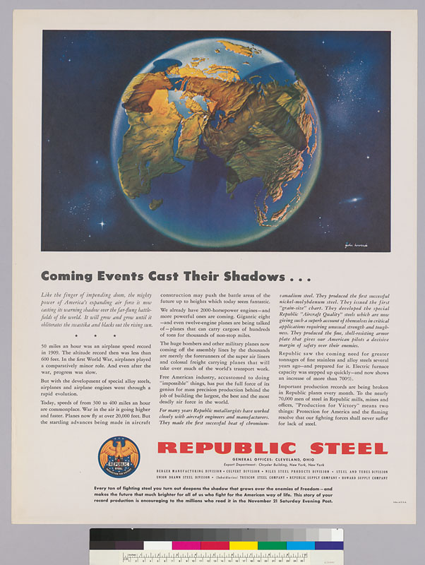 Vintage magazine ad for Republic Steel, illustrated by John C Howard.