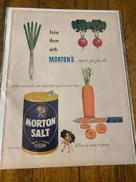 llustrated vintage Morton&apos;s Salt poster by John C Howard, promoting the iconic brand.