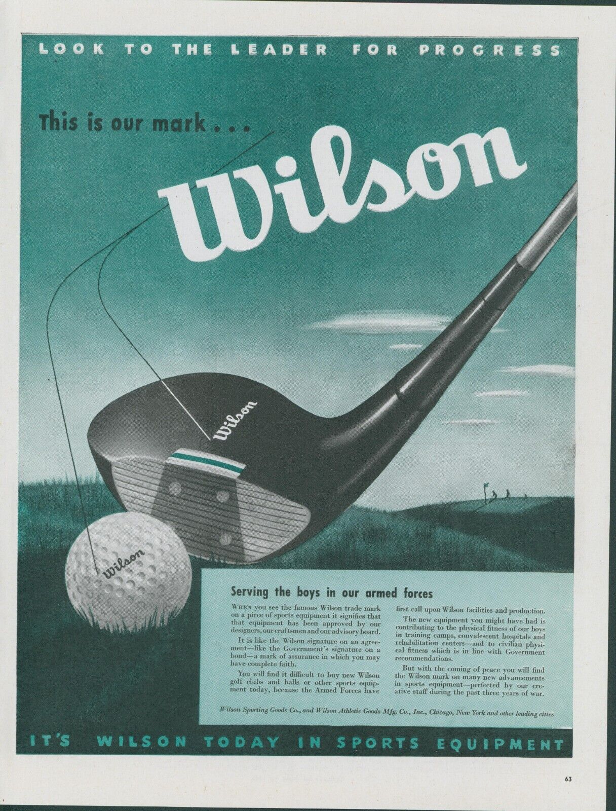 Vintage Wilson Golf Club Ad, illustrated by John C Howard.