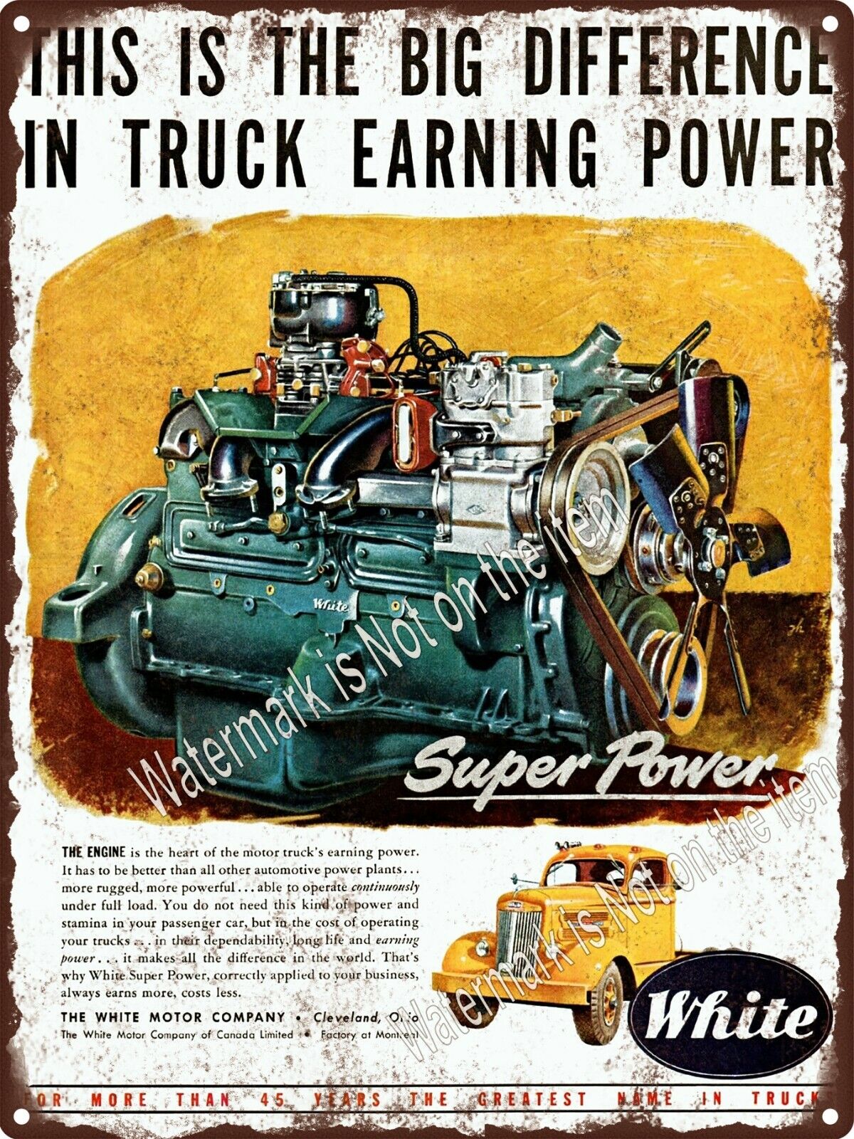 1949 White Truck ad with vintage illustration by John C Howard.