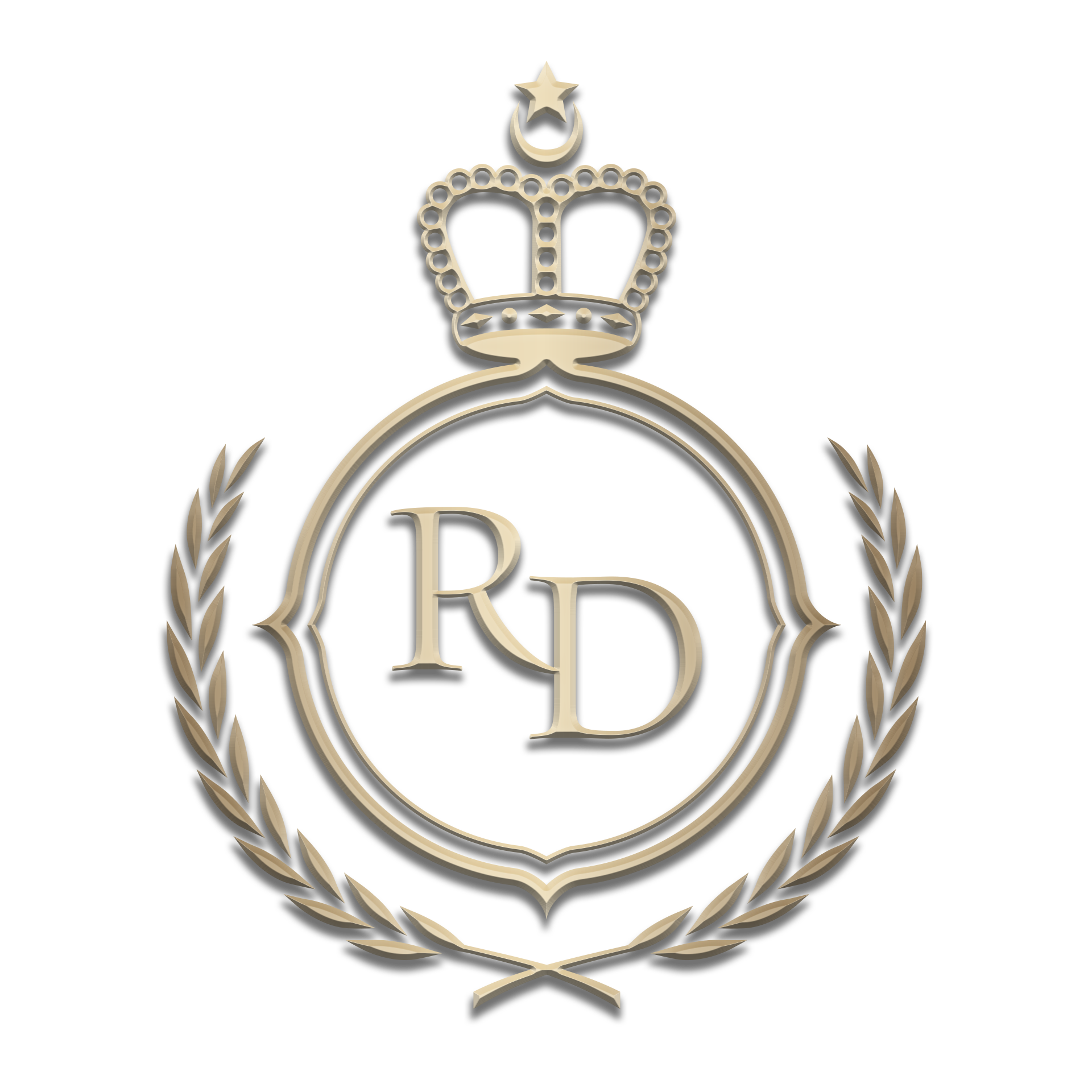 Logo Royal Digital with letters RD inside a crown and laurel circle – part of the RCCG Group, Royal Digital is a fintech platform developing digital banking, stablecoins, tokenized assets, and blockchain-based financial solutions.