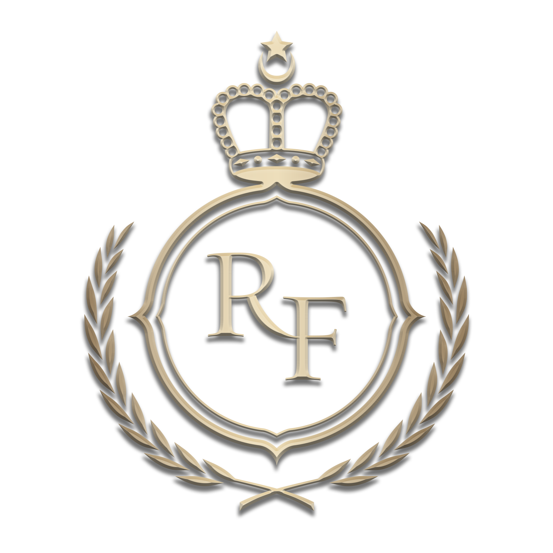 Logo Royal Fund with letters RF inside a crown and laurel circle – part of the RCCG Group, Royal Fund is a regulated investment platform uniting entities worldwide, focused on strategic investments, portfolio diversification and sustainable growth.