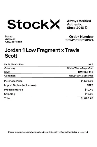 stockx receipt generator