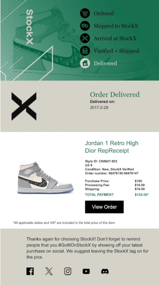 StockX receipt generator