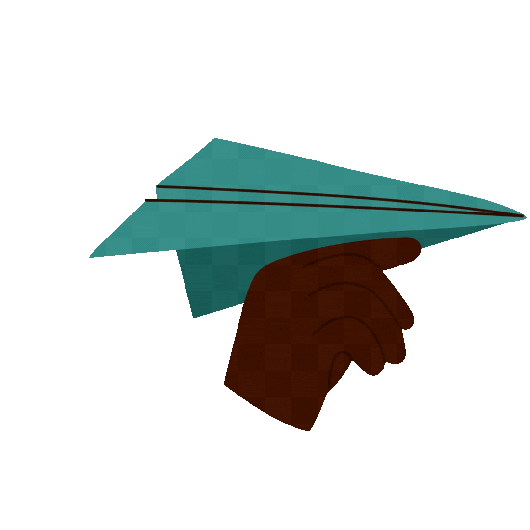 Hand waving a paper plane.