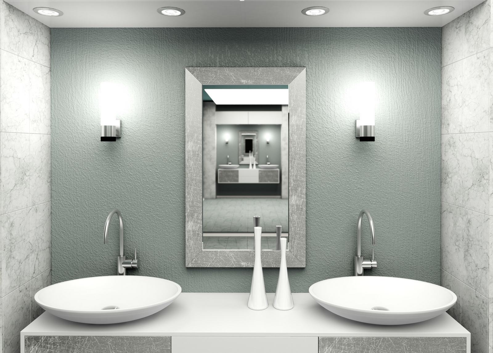 Saubere, moderne Sanitäranlage mit Waschbecken