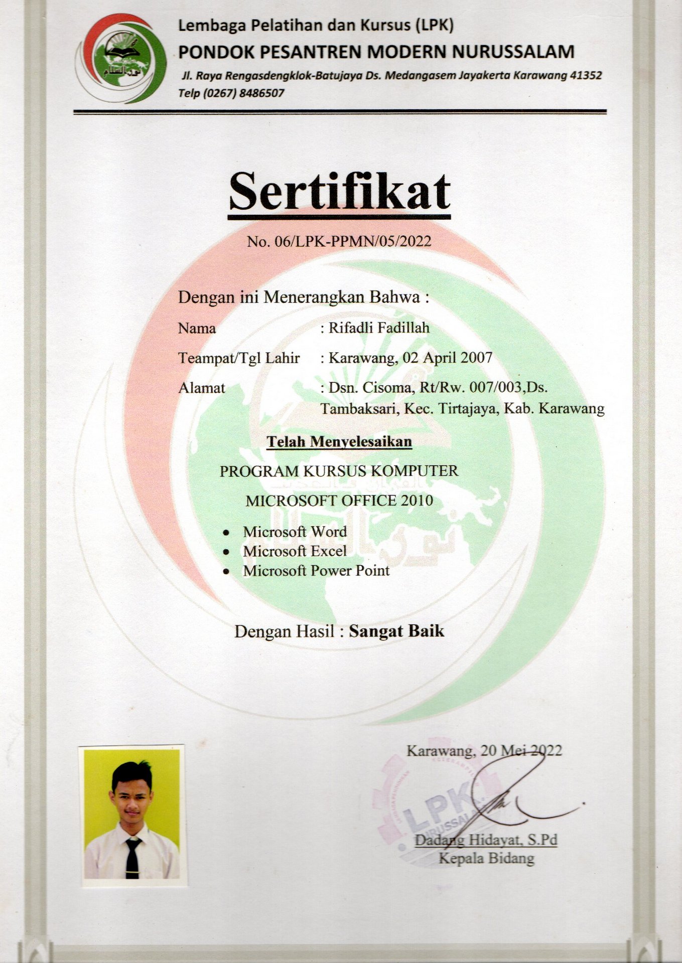 Sertifikat Kursus Komputer