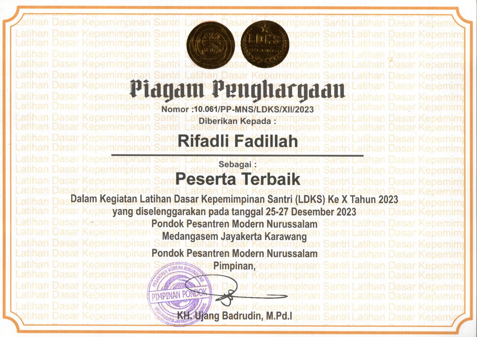 Peserta Terbaik LDKS