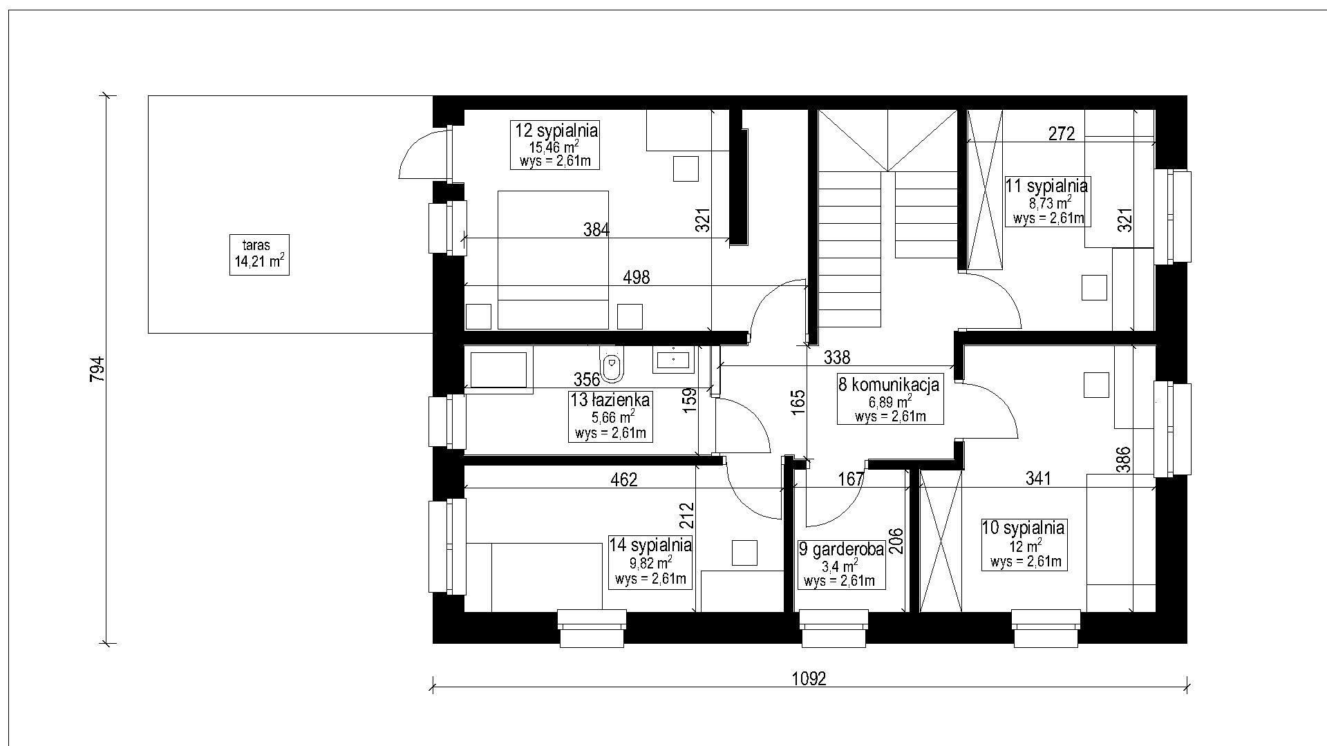 Rut piętra lokalu z pokazanym rozkładem pomieszczeń