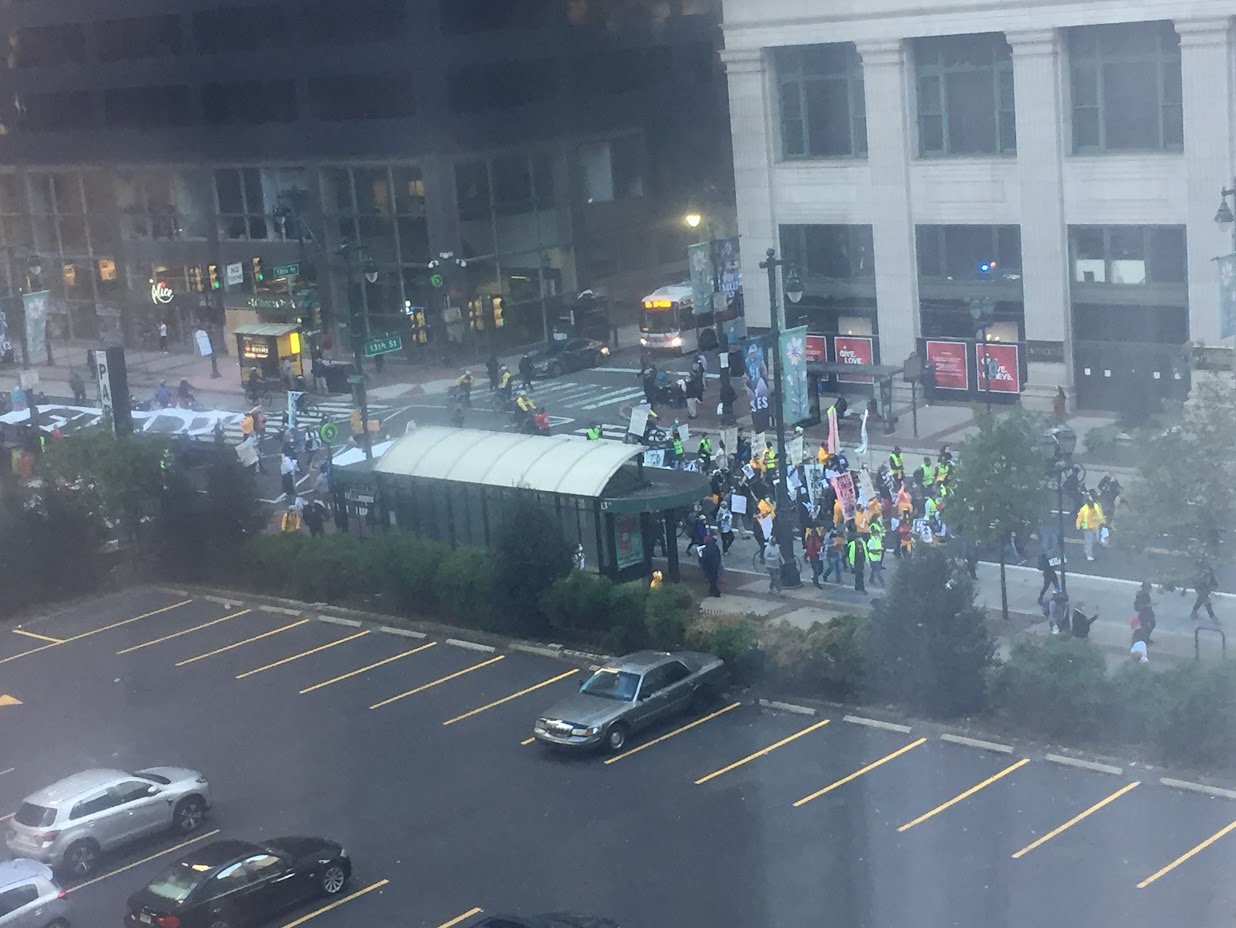         Protests all around our hotel