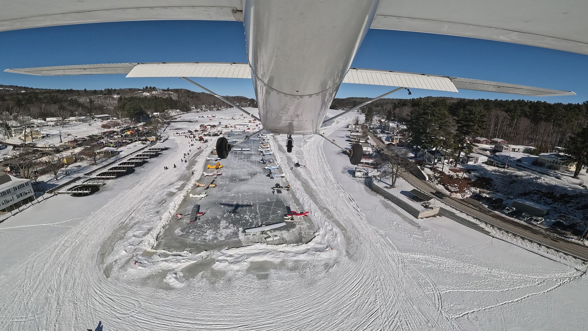 Cessna Landing on Ice Runway Alton Bay