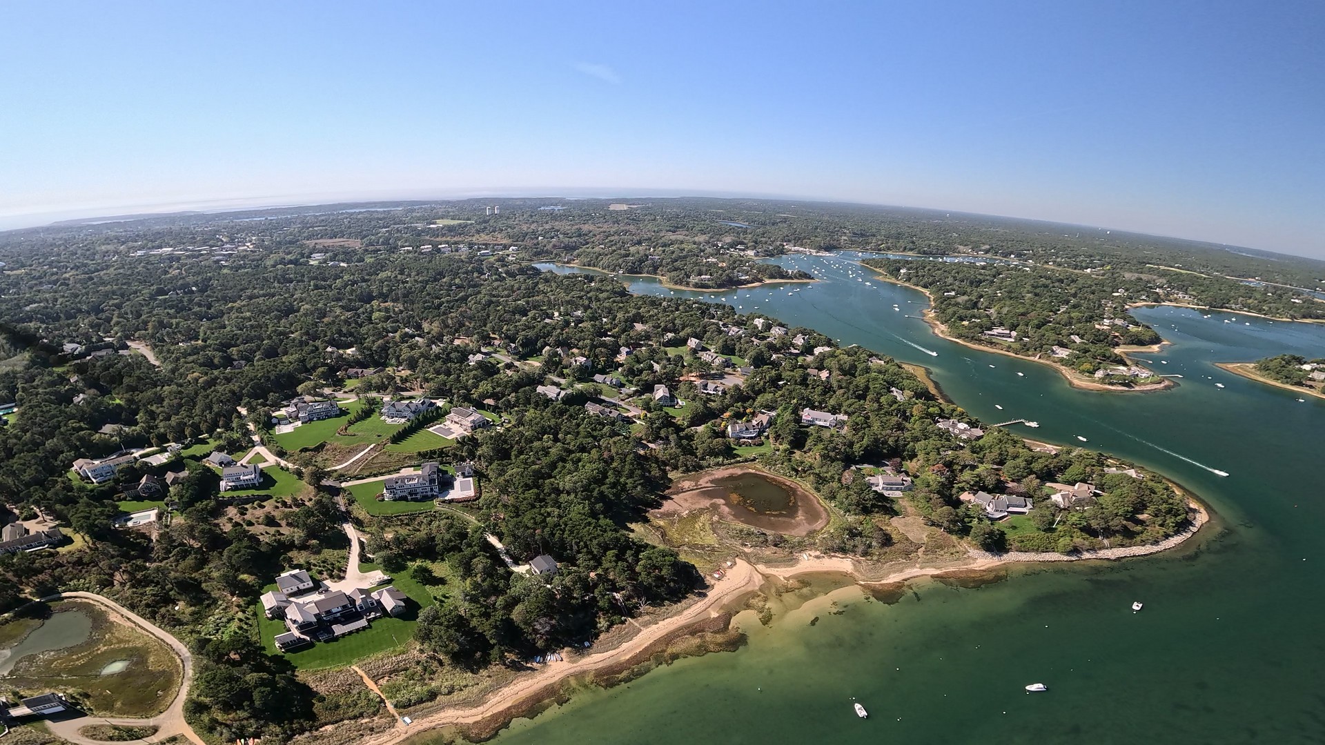 Flying over Cape Cod, Chatham MA