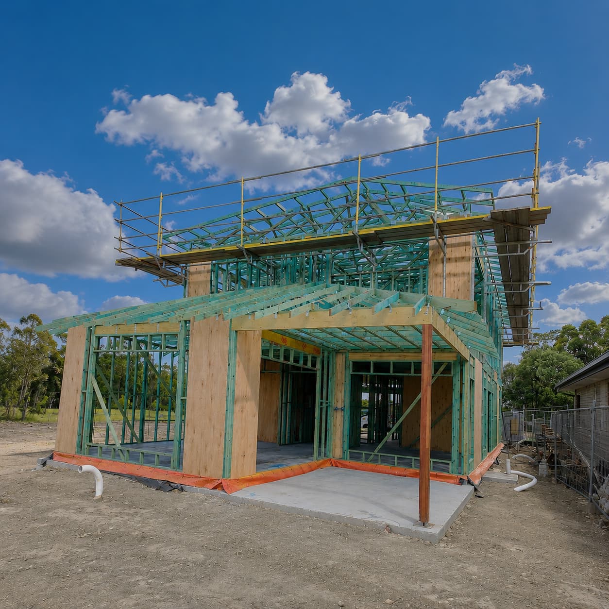 Image of hang-on platform installed on job site