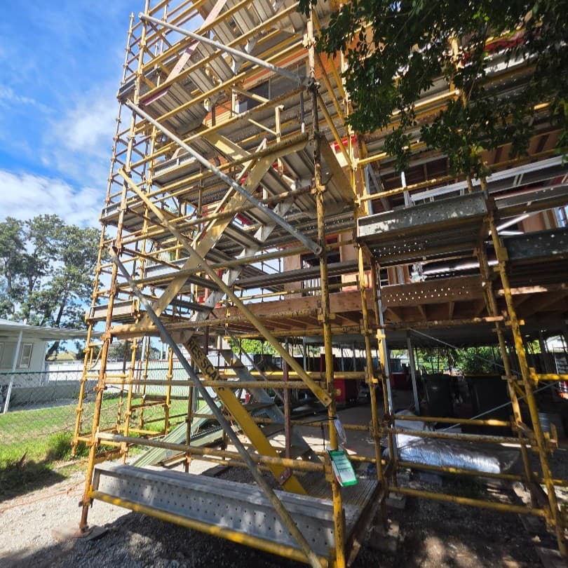 Image of installed ground-up steel scaffolding