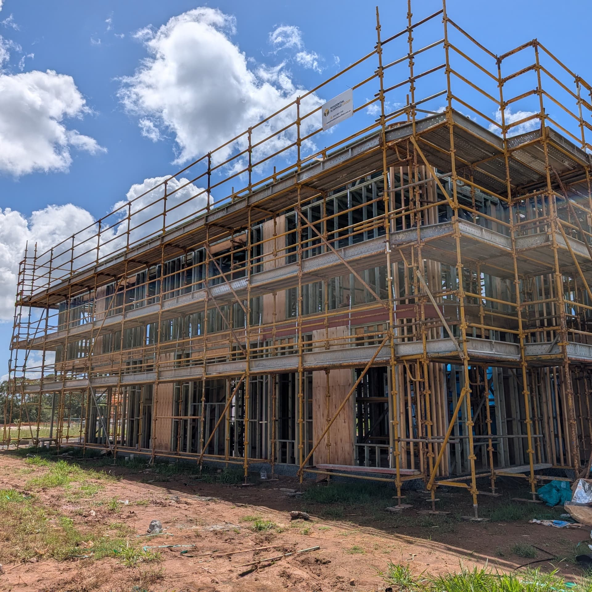 Image of installed ground-up steel scaffolding