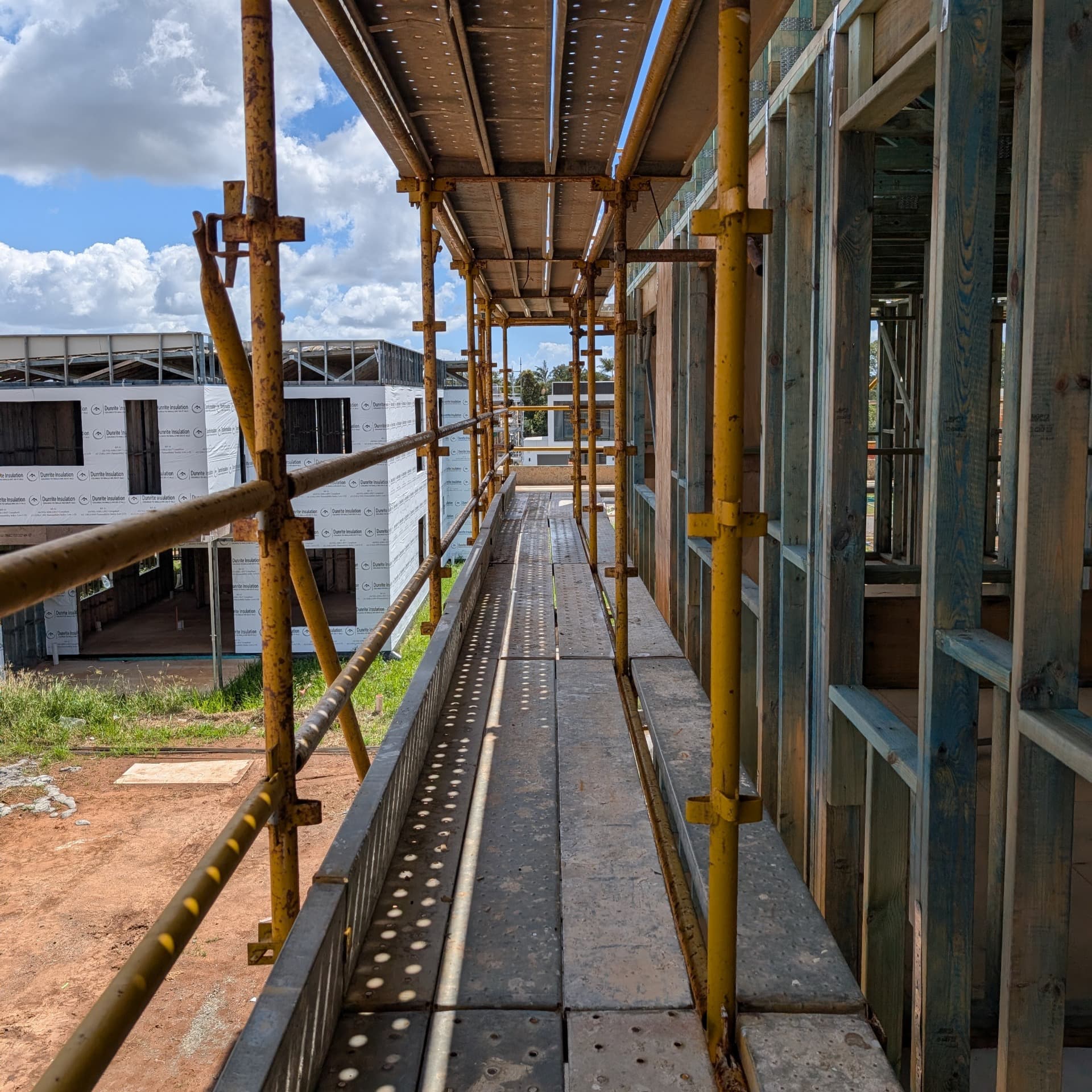 Image of installed ground-up steel scaffolding