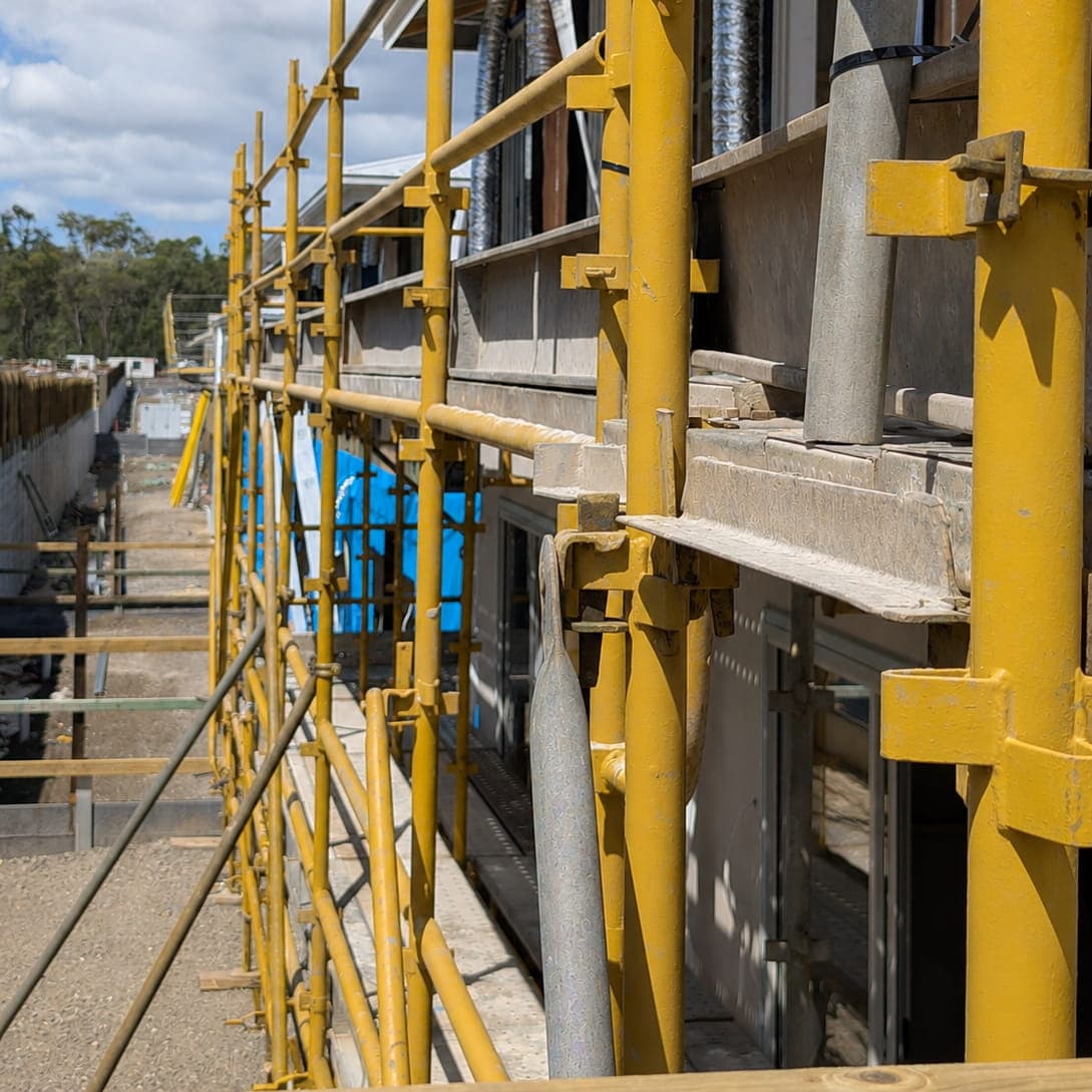 Image of installed ground-up steel scaffolding