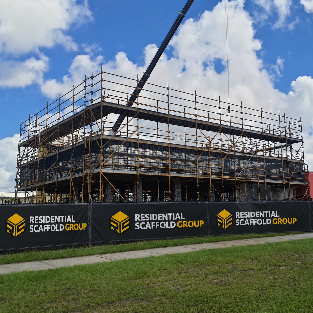 Image of installed ground-up steel scaffolding