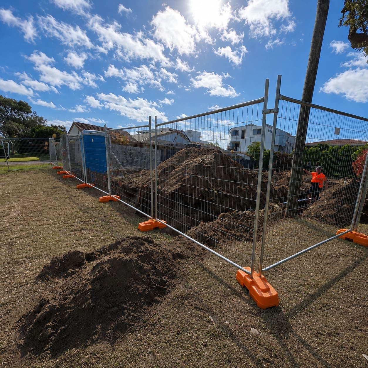 Image of installed temporary fencing on job site