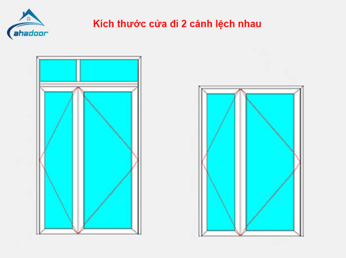 Kích thước cửa đi 2 cánh thông phòng lệch nhau
