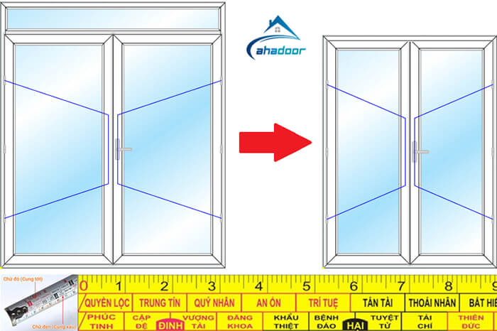 Kích thước cửa đi 2 cánh nhôm kính