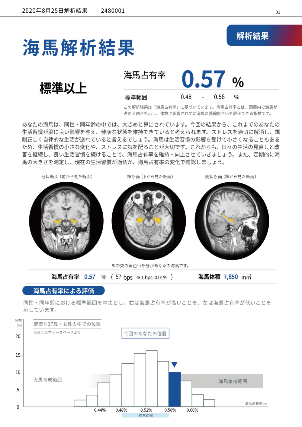 海馬解析レポートの見本