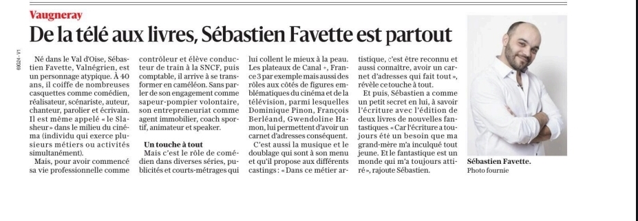 Portrait de Sébastien Favette dans Le Progrès : un parcours atypique entre direction d'entreprise, engagement citoyen et plateaux de cinéma (Cassandre, Phoenix).