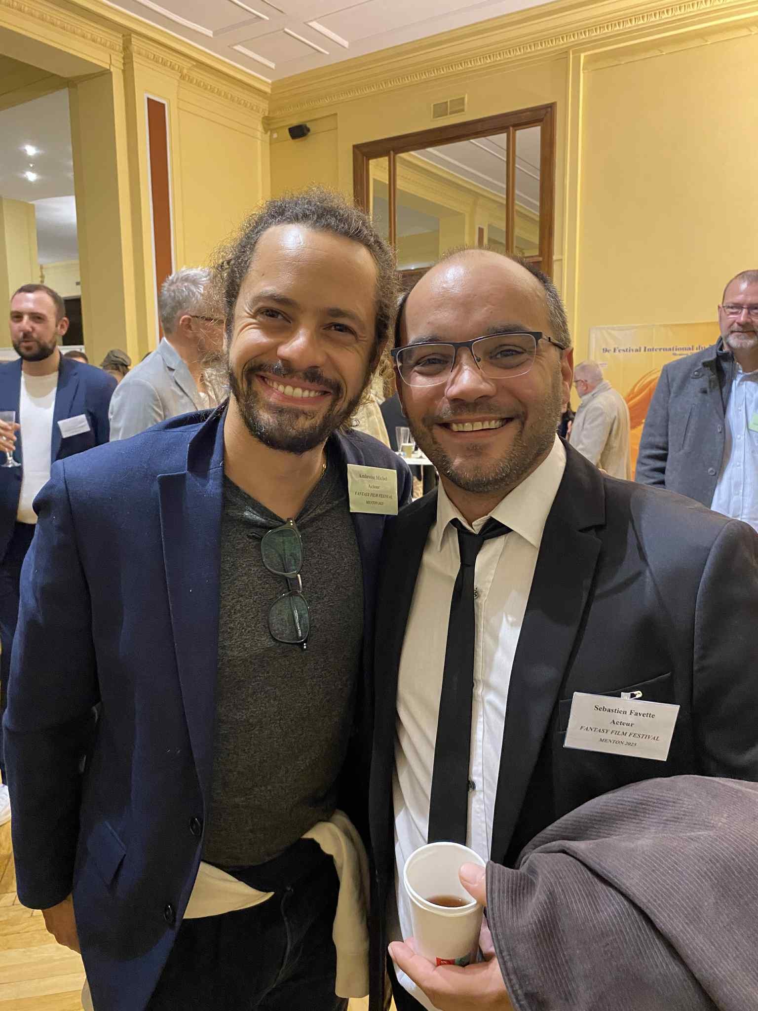 Sébastien Favette et l'acteur Ambroise Michel au Festival International du Film Fantastique de Menton 2025, rencontre entre comédiens professionnels accrédités.