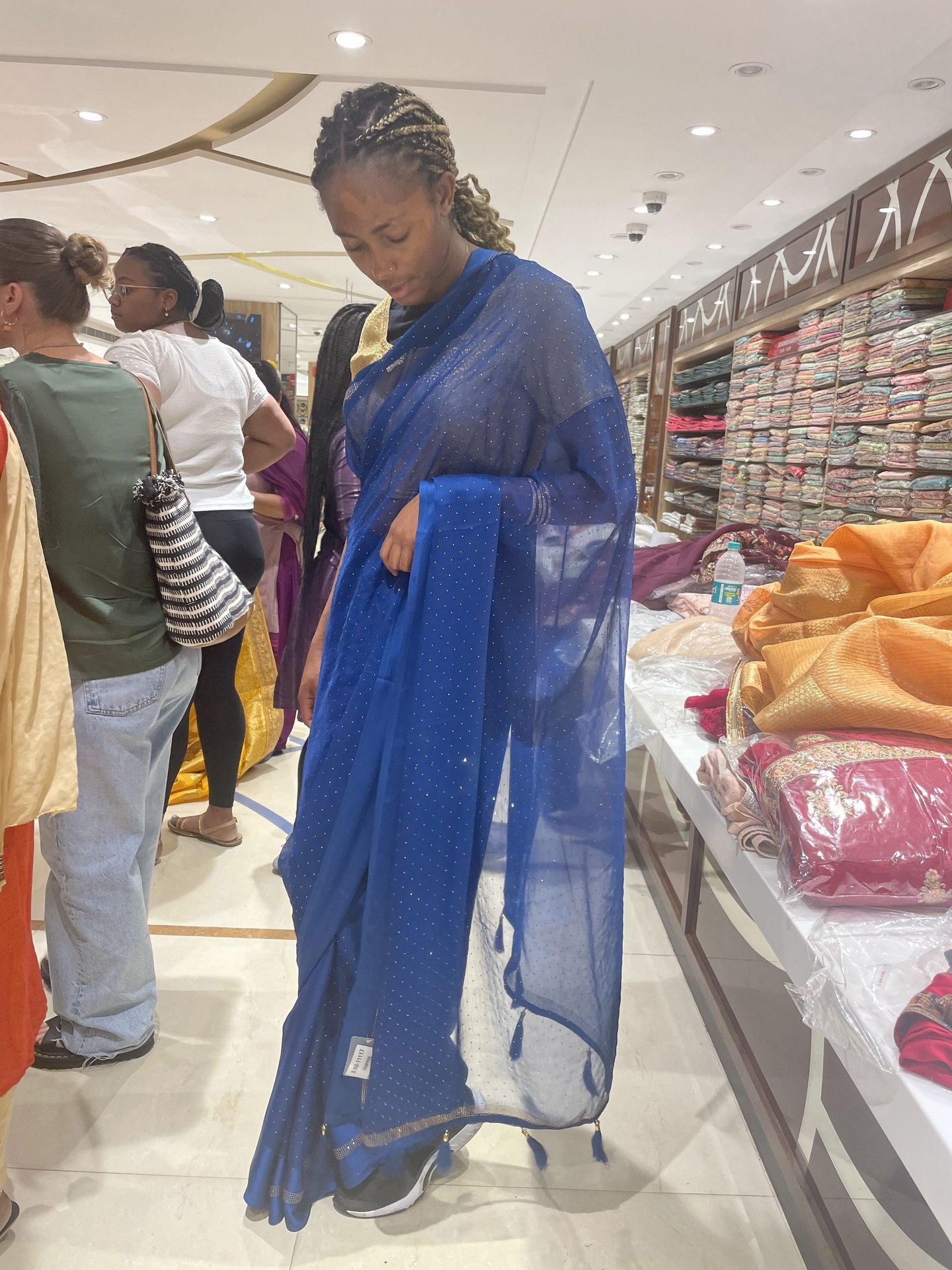 Trying on a Saree