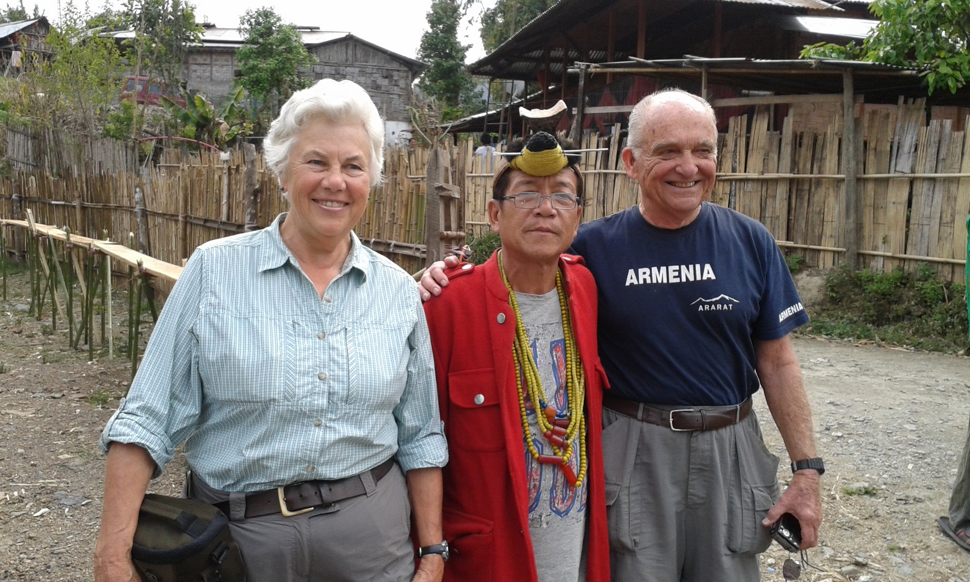 tourists with apatani man in ziro arunachal pradesh