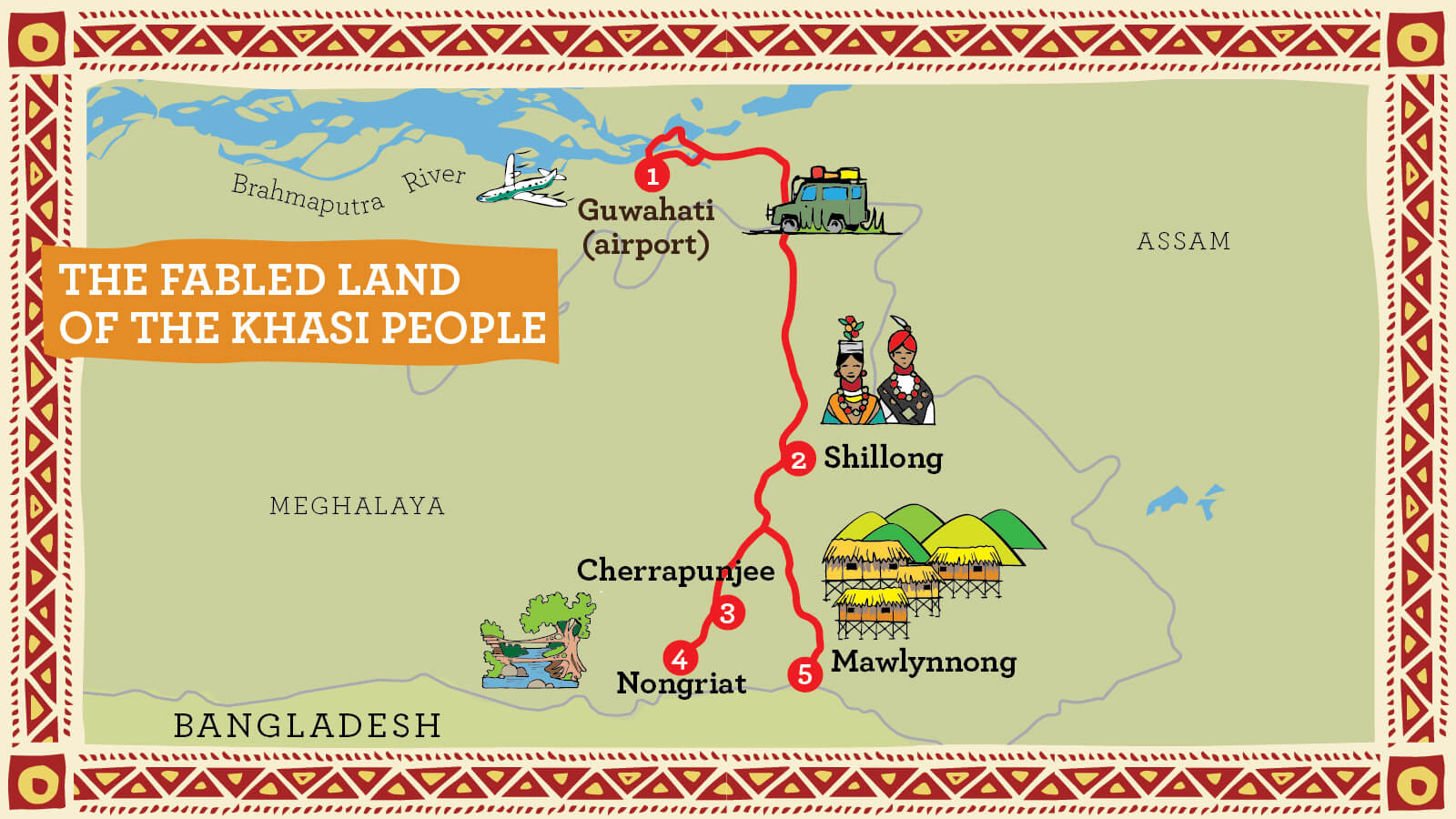 Illustrated Route Map - Meghalaya Travel and Tourism